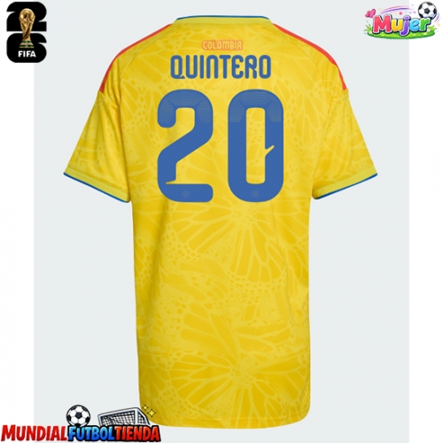 Camiseta Colombia Juan Fernando Quintero #20 Primera Equipación Replica Mundial 2026 para mujer mangas cortas